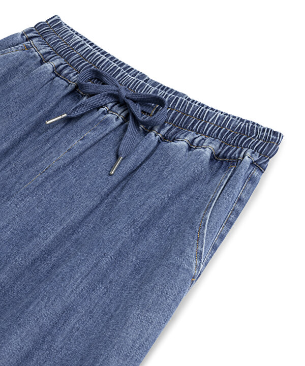 ELASTİK BEL JEAN PANTOLON-TW6250003131629-İndigo-Pantolon