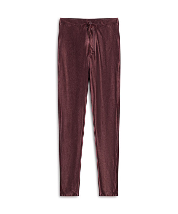 PARLAK DOKULU SKINNY FİT PANTOLON-TW6250003211035-Bordo-Pantolon