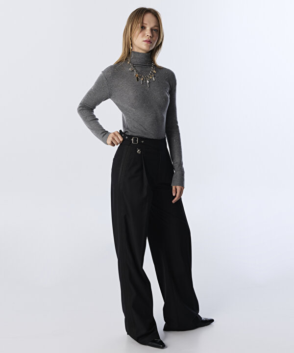KARMA METAL AKSESUARLI PANTOLON-TW6250003214001-Siyah-Pantolon