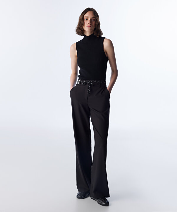PATCH Lİ WIDE LEG PANTOLON-TW6250003350001-Siyah-Pantolon