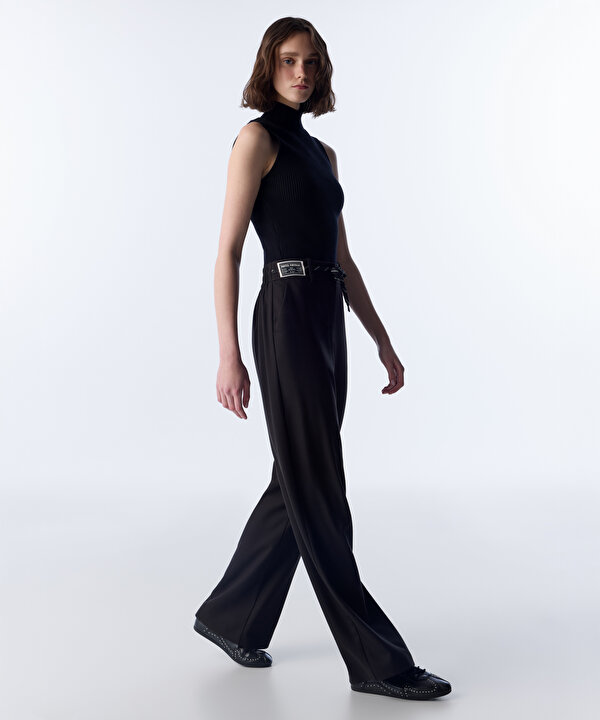 PATCH Lİ WIDE LEG PANTOLON-TW6250003350001-Siyah-Pantolon
