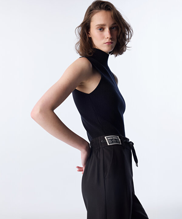 PATCH Lİ WIDE LEG PANTOLON-TW6250003350001-Siyah-Pantolon