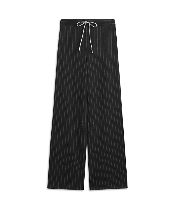 ÇİZGİ DESEN WIDE LEG FİT PANTOLON-TW6250003380015-Lacivert-Pantolon