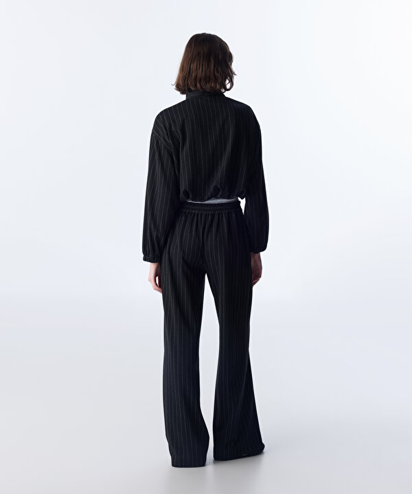 ÇİZGİ DESEN WIDE LEG FİT PANTOLON-TW6250003380015-Lacivert-Pantolon