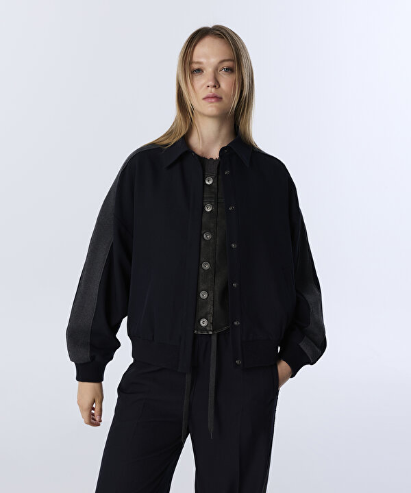 COLORBLOCK KUMAŞ MIX CEKET-TW6250005102015-Lacivert-Mont