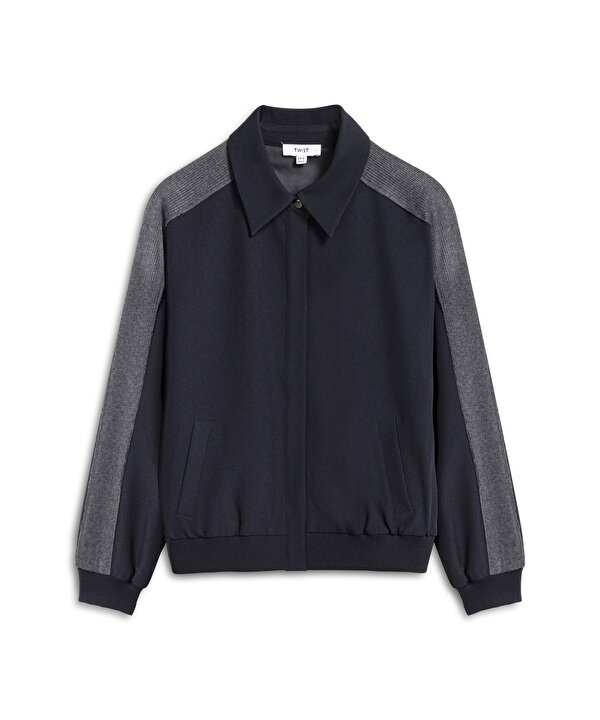 COLORBLOCK KUMAŞ MIX CEKET-TW6250005102015-Lacivert-Mont