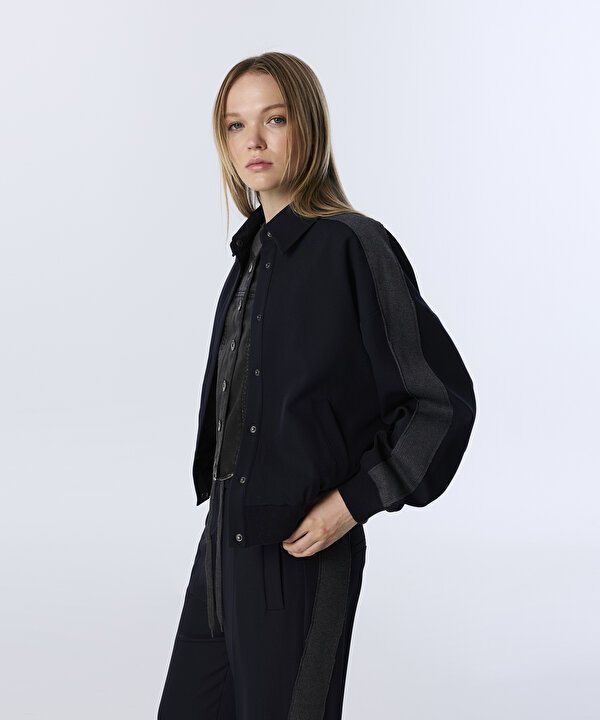 COLORBLOCK KUMAŞ MIX CEKET-TW6250005102015-Lacivert-Mont
