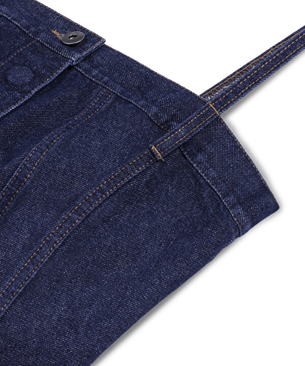 KARE YAKA CROP BLUZ-TW6250006075629-İndigo-Bluz