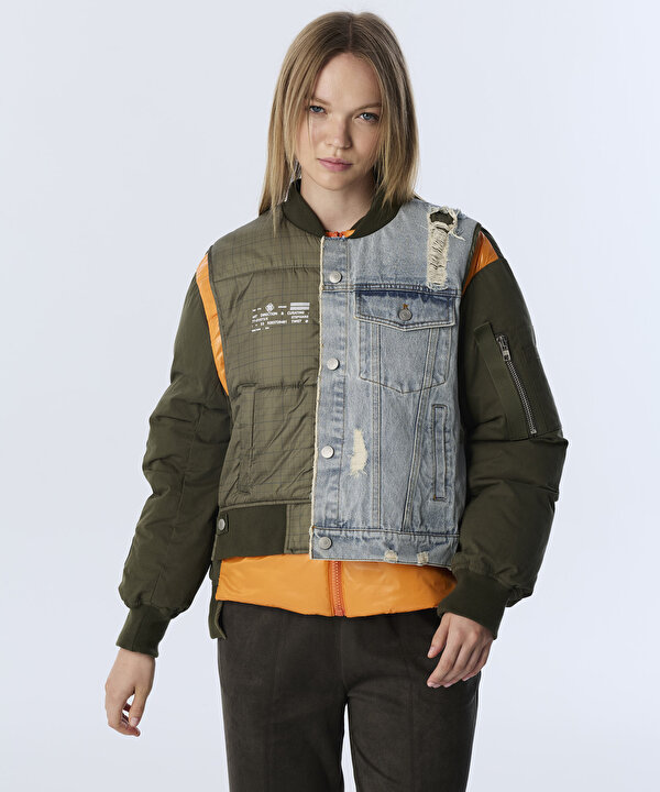 DENİM MIX COLORBLOCK MONT-TW6250012171022-Haki-Mont