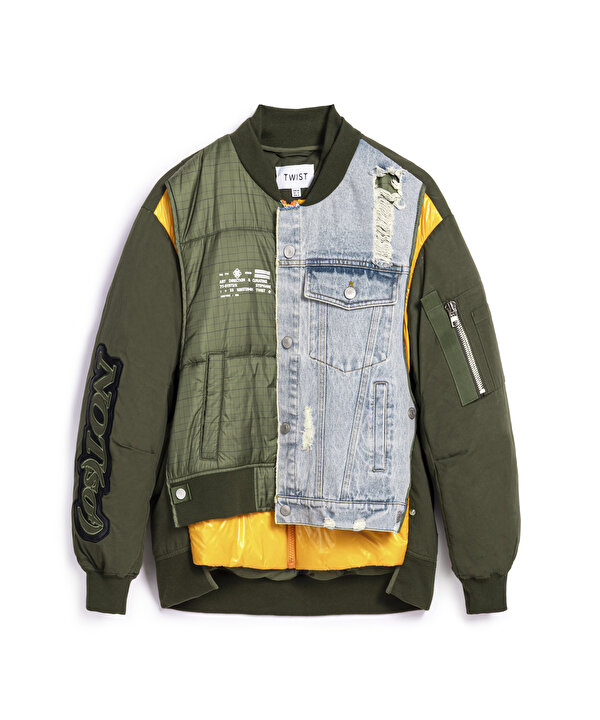 DENİM MIX COLORBLOCK MONT-TW6250012171022-Haki-Mont