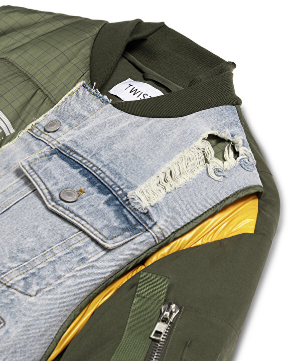 DENİM MIX COLORBLOCK MONT-TW6250012171022-Haki-Mont
