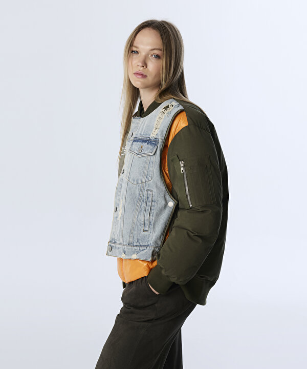 DENİM MIX COLORBLOCK MONT-TW6250012171022-Haki-Mont
