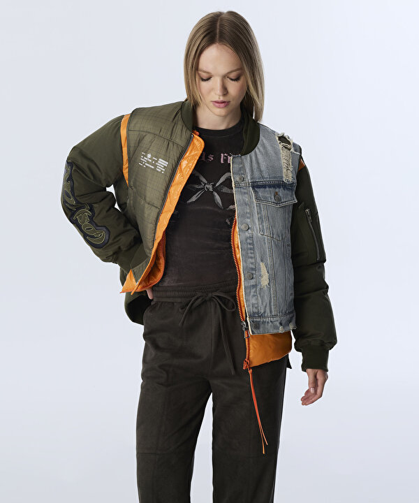 DENİM MIX COLORBLOCK MONT-TW6250012171022-Haki-Mont