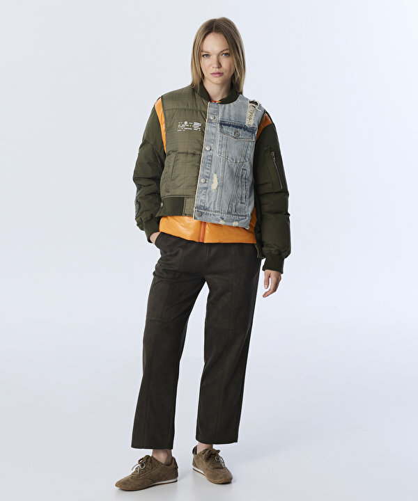 DENİM MIX COLORBLOCK MONT-TW6250012171022-Haki-Mont