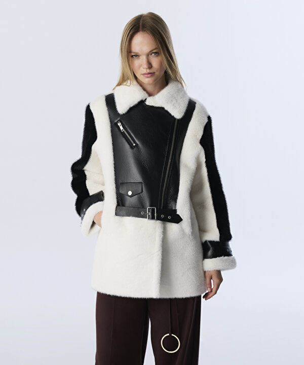 SUNİ DERİ MIX KRUVAZE MONT-TW6250012219018-Ekru-Mont