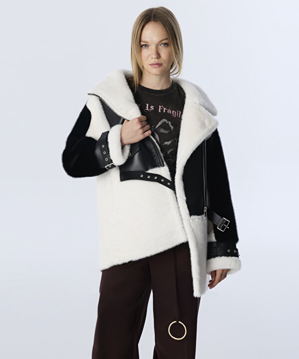 SUNİ DERİ MIX KRUVAZE MONT-TW6250012219018-Ekru-Mont