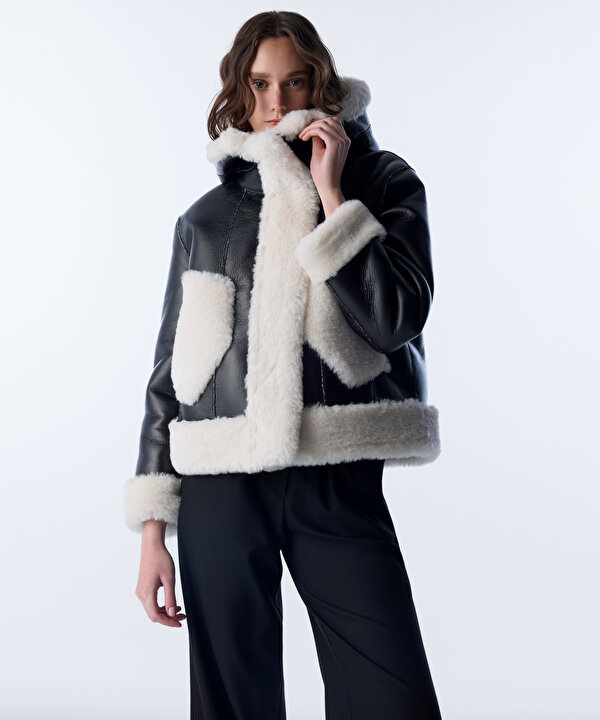 SUNİ KÜRK MIX COLORBLOCK MONT-TW6250012235001-Siyah-Mont