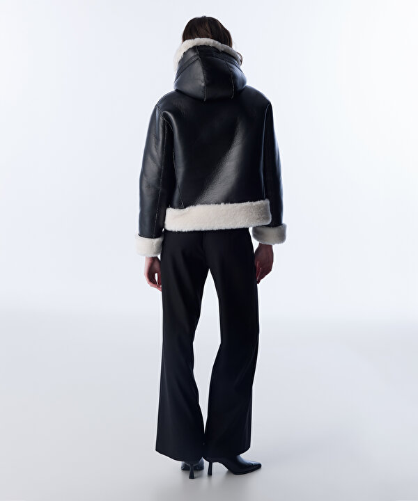 SUNİ KÜRK MIX COLORBLOCK MONT-TW6250012235001-Siyah-Mont