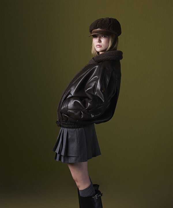 KUMAŞ MIX OVERSIZE MONT-TW6250012244074-Kahverengi-Mont
