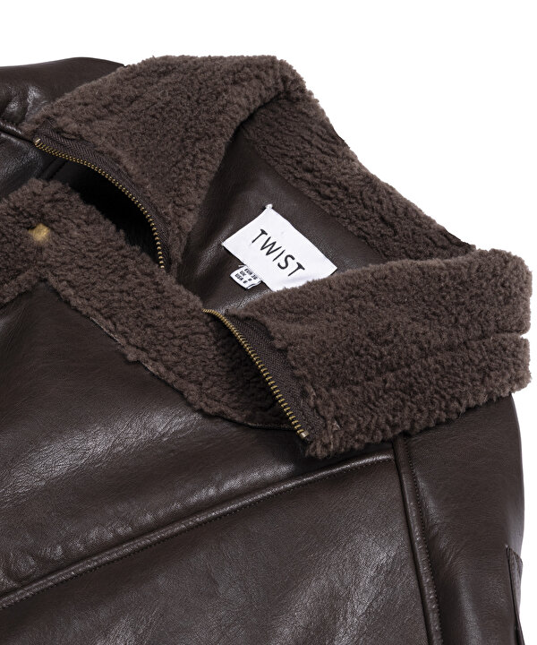 KUMAŞ MIX OVERSIZE MONT-TW6250012244074-Kahverengi-Mont