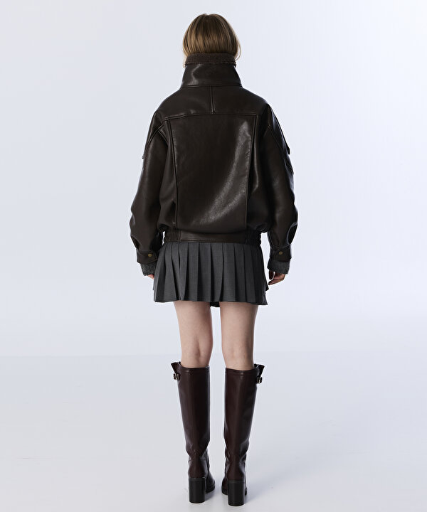 KUMAŞ MIX OVERSIZE MONT-TW6250012244074-Kahverengi-Mont
