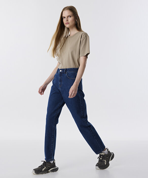 MOM FİT JEAN PANTOLON-TW6250018029AC7-Koyu İndigo-Jean Pantolon