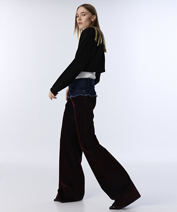 COLORBLOCK WIDE LEG JEAN PANTOLON-TW6250018042008-Mürdüm-Jean Pantolon