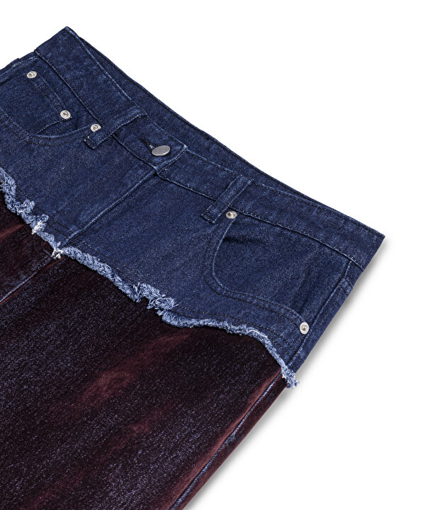 COLORBLOCK WIDE LEG JEAN PANTOLON-TW6250018042008-Mürdüm-Jean Pantolon