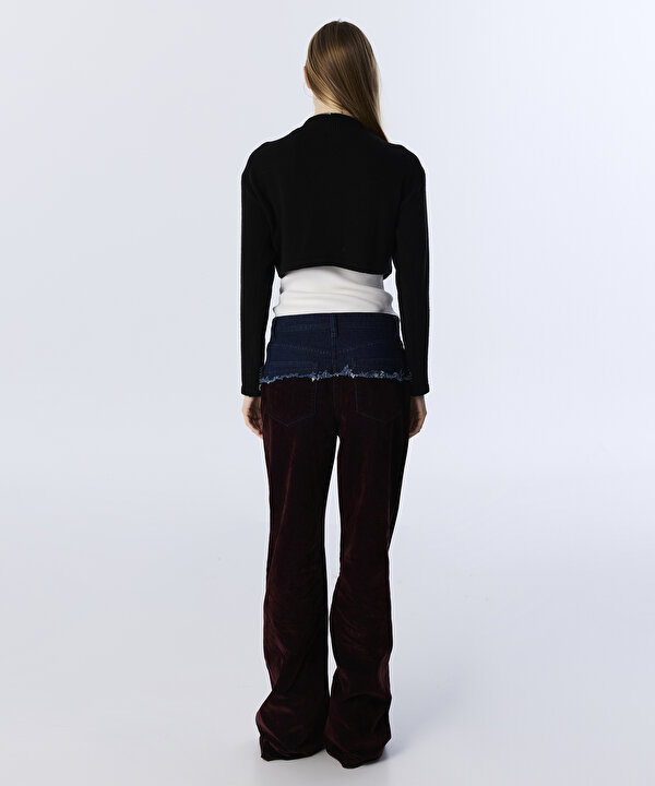 COLORBLOCK WIDE LEG JEAN PANTOLON-TW6250018042008-Mürdüm-Jean Pantolon