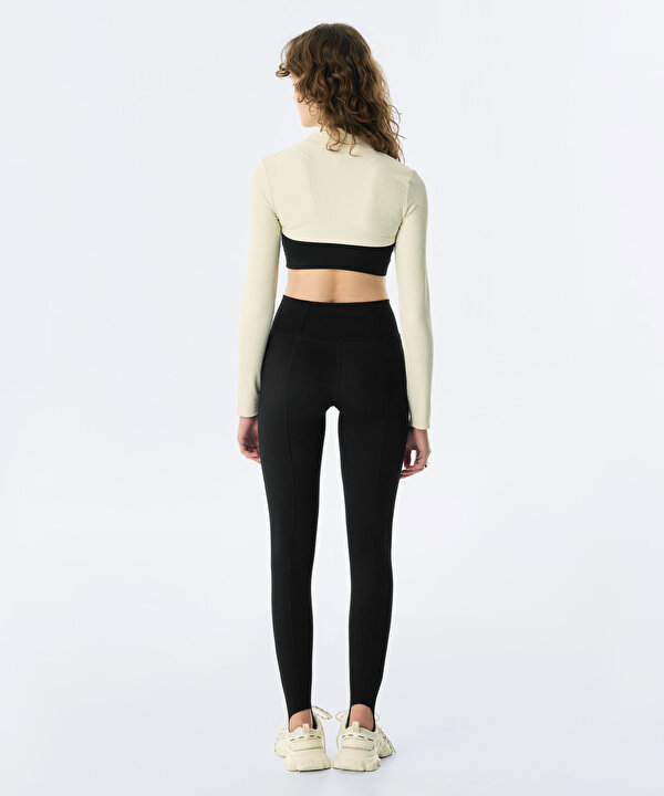 YÜKSEK YAKA CROP BLUZ-TW6250130004018-Ekru-Büstiyer