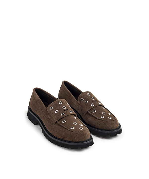 METAL AKSESUARLI COLORBLOCK MAKOSEN-TW6250030033074-Kahverengi-Düz Ayakkabı
