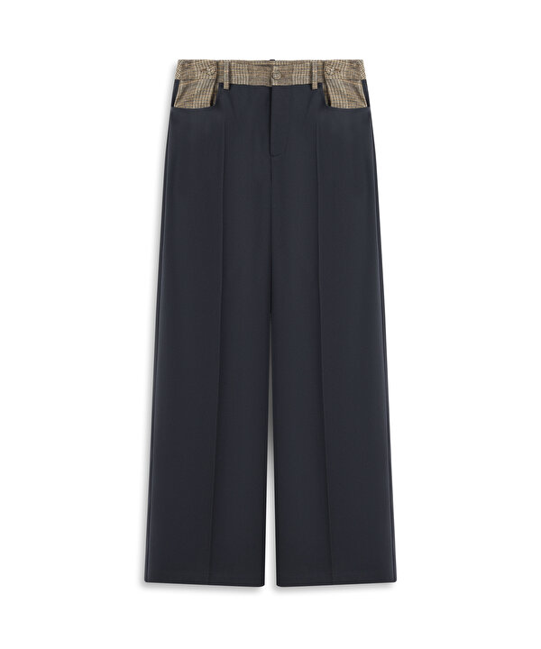 EKOSE DESEN MIX WIDE LEG PANTOLON-TW6260003102015-Lacivert-Pantolon