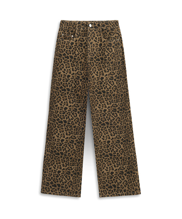 LEOPAR DESEN PANTOLON-TW6260003149074-Kahverengi-Pantolon