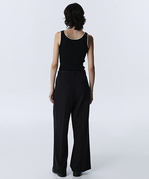 KORDONLU WIDE LEG PANTOLON-TW6260003162001-Siyah-Pantolon