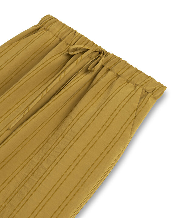 ELASTİK BEL ÇİZGİLİ PANTOLON-TW6260003164024-Hardal-Pantolon