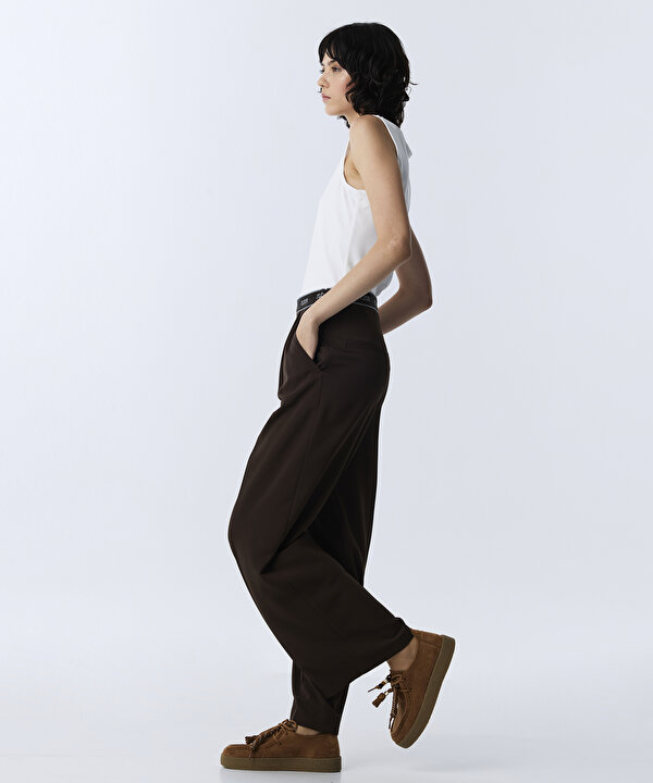 SLOGAN JAKARLI PANTOLON-TW6260003212074-Kahverengi-Pantolon