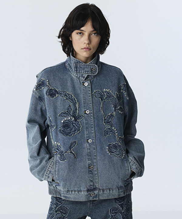 FLORAL PATCH Lİ DENİM CEKET-TW6260005113089-Mavi-Ceket