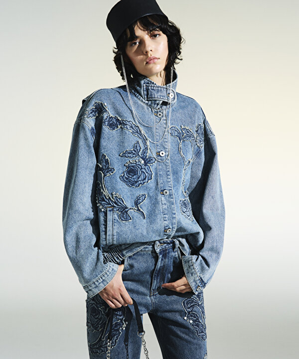 FLORAL PATCH Lİ DENİM CEKET-TW6260005113089-Mavi-Ceket