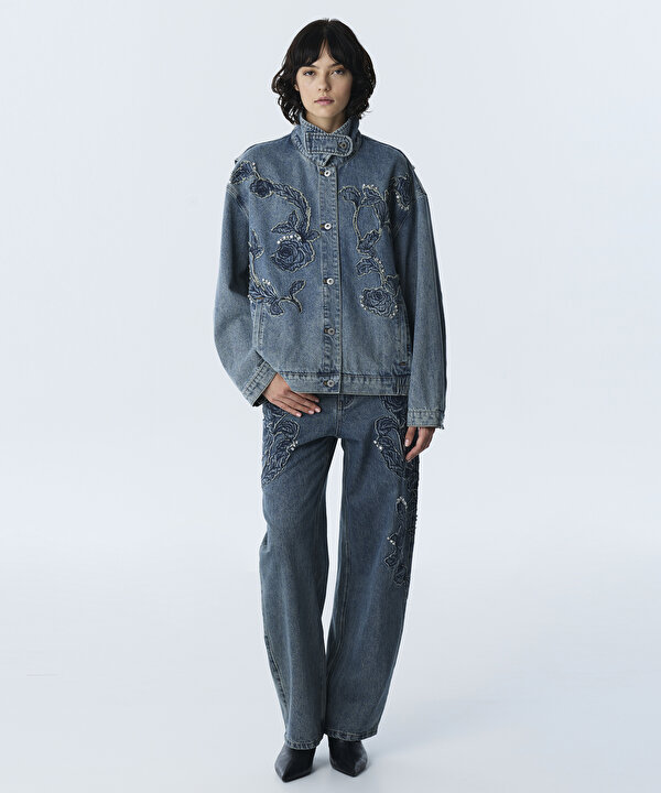 FLORAL PATCH Lİ DENİM CEKET-TW6260005113089-Mavi-Ceket