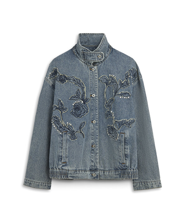FLORAL PATCH Lİ DENİM CEKET-TW6260005113089-Mavi-Ceket