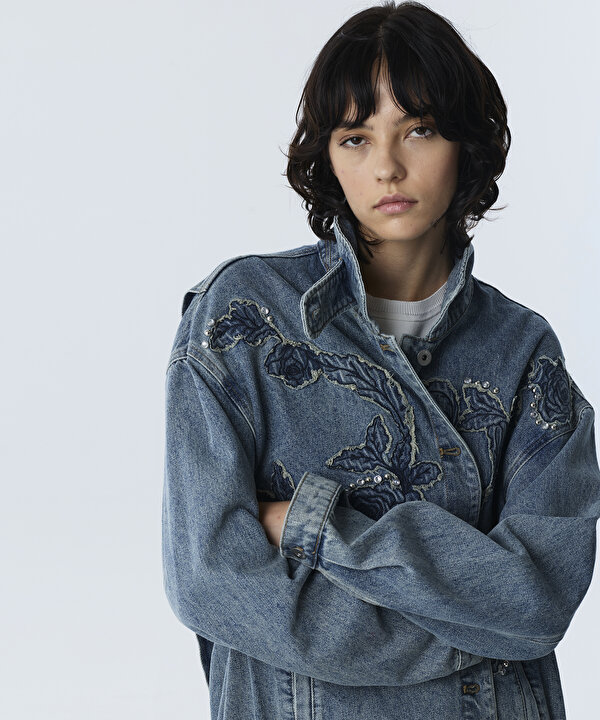 FLORAL PATCH Lİ DENİM CEKET-TW6260005113089-Mavi-Ceket
