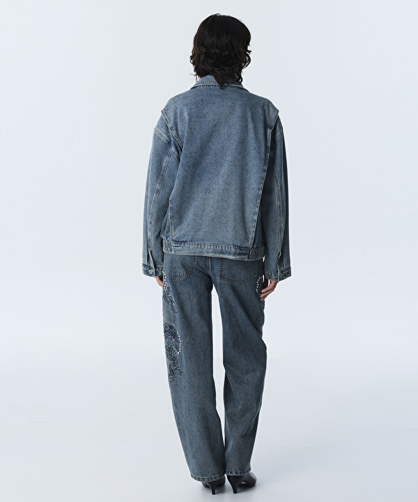 FLORAL PATCH Lİ DENİM CEKET-TW6260005113089-Mavi-Ceket