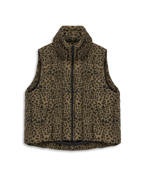 LEOPAR DESEN PUFFER YELEK-TW6260007109074-Kahverengi-Yelekk