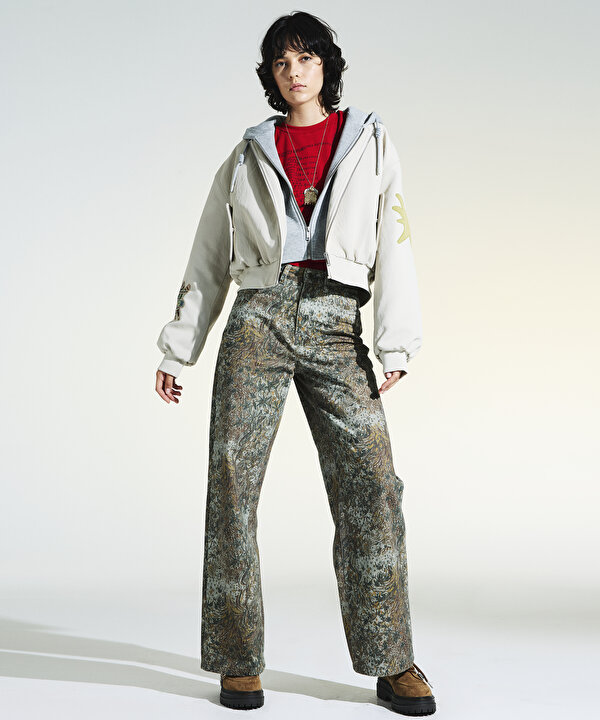 GÖRSEL BASKILI BARREL JEAN PANTOLON-TW6260018005005-Gri-Jean Pantolon