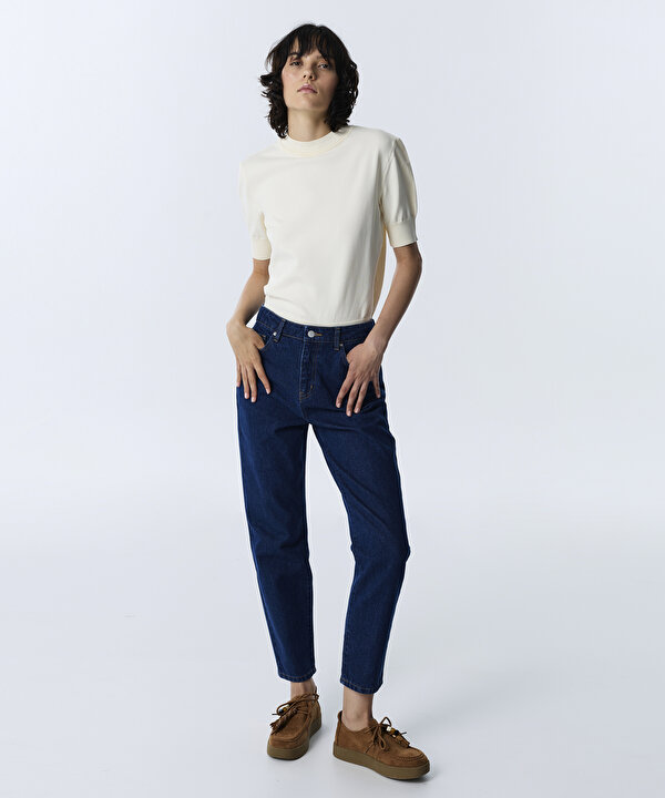 MOM JEAN PANTOLON-TW6260018012AC7-Koyu İndigo-Jean Pantolon
