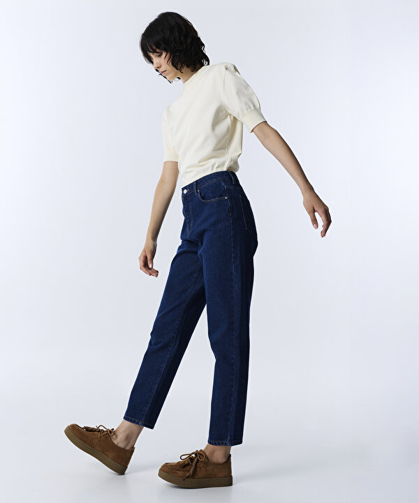 MOM JEAN PANTOLON-TW6260018012AC7-Koyu İndigo-Jean Pantolon