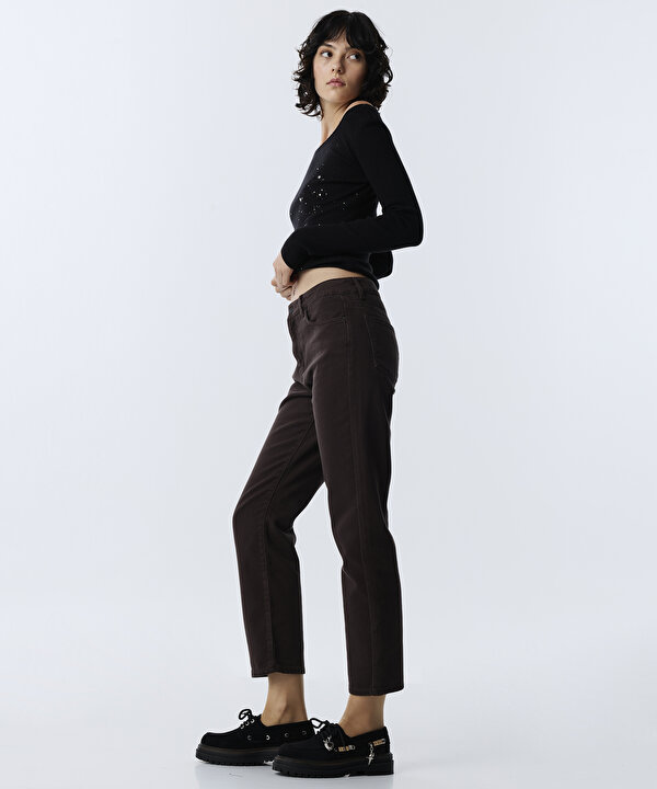 MOM FİT JEAN PANTOLON-TW6260018013074-Kahverengi-Jean Pantolon