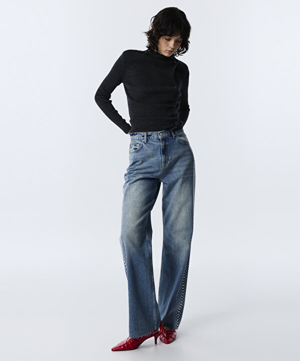 WIDE LEG JEAN PANTOLON-TW6260018019629-İndigo-Jean Pantolon