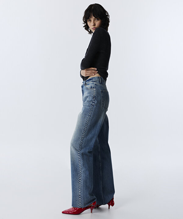 WIDE LEG JEAN PANTOLON-TW6260018019629-İndigo-Jean Pantolon