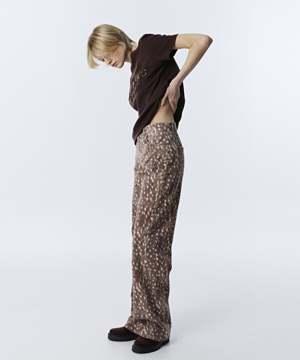 DESENLİ BARREL JEAN PANTOLON-TW6260018023074-Kahverengi-Jean Pantolon